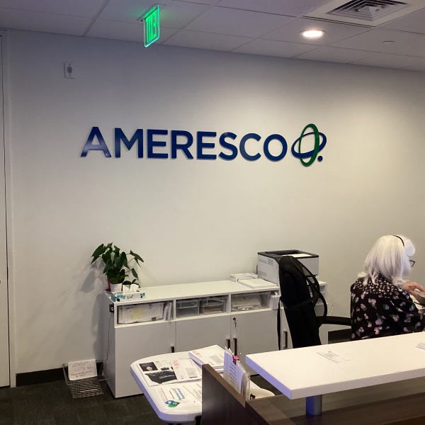 Framingham Ameresco Dimensional Logo lobby reception sign