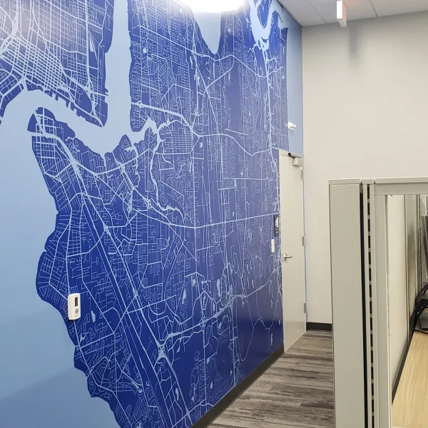 Digitally printed wall graphics for Trane Office Entry Wall