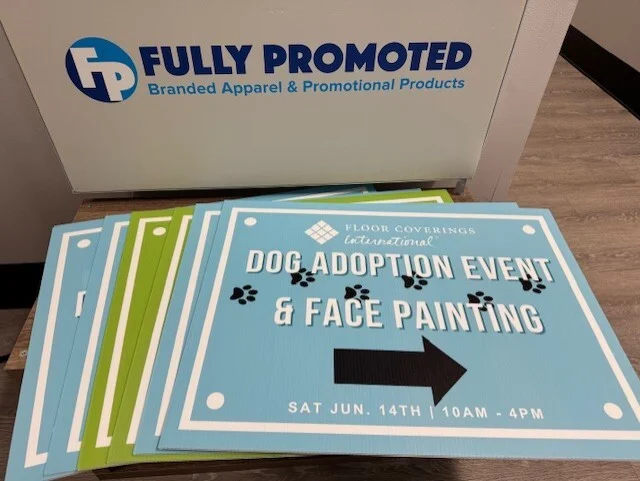 Yard Signs for the Floor Coverings International Pet Adoption Event