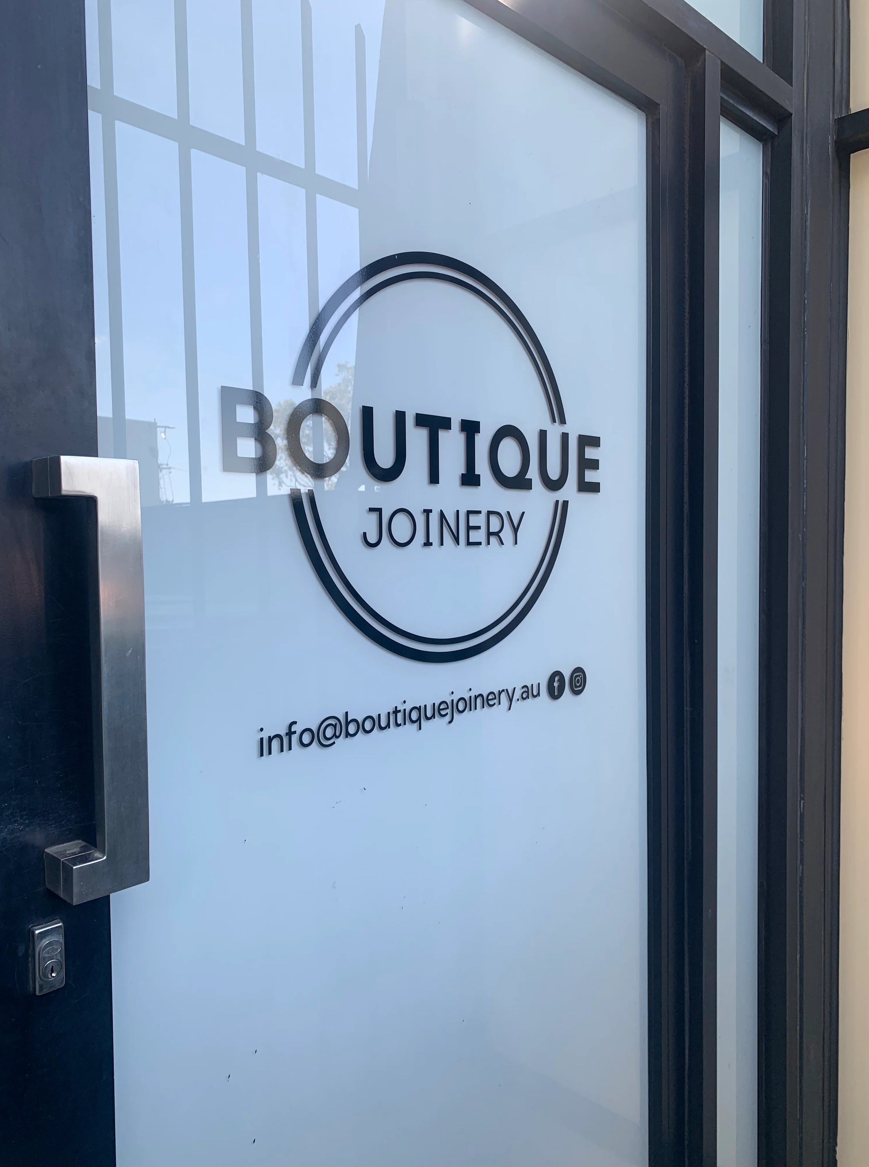 Factory Windows Signage - Boutique Joinery - Bundoora VIC.