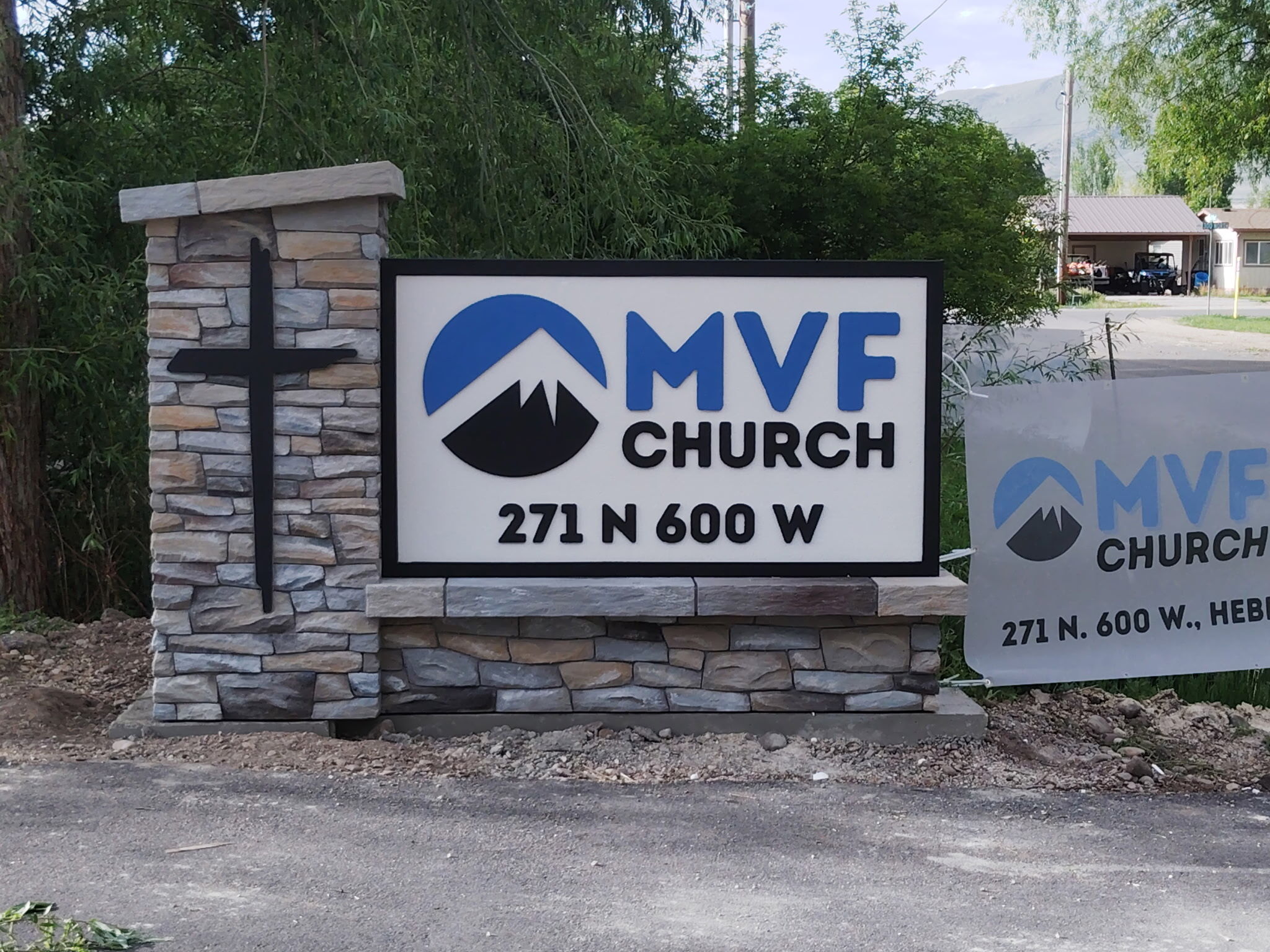 Monument Sign for MVF Church • Heber, UT • Custom Stone & Stucco Build