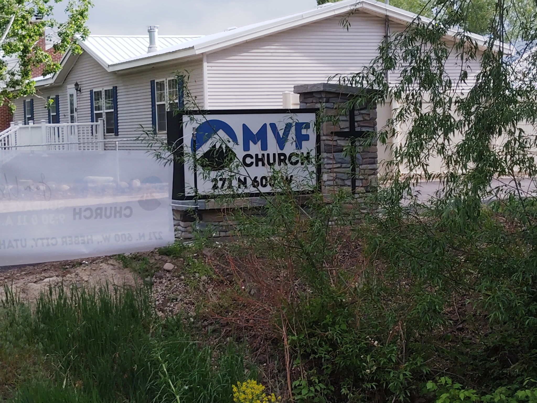 Monument Sign for MVF Church • Heber, UT • Custom Stone & Stucco Build