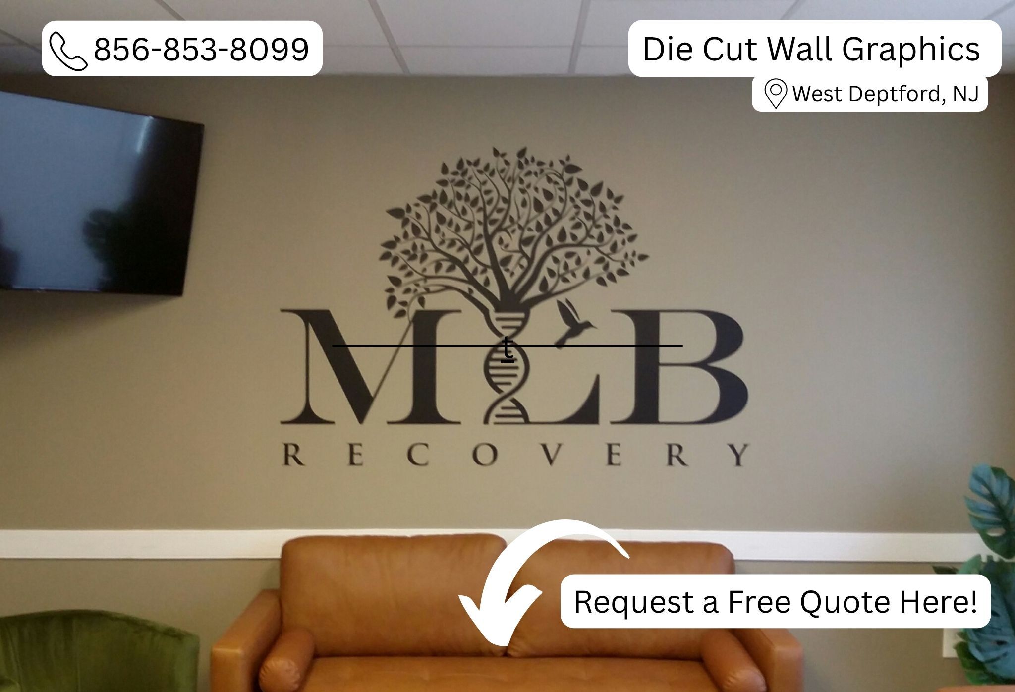 Brand your lobby with logo lettering