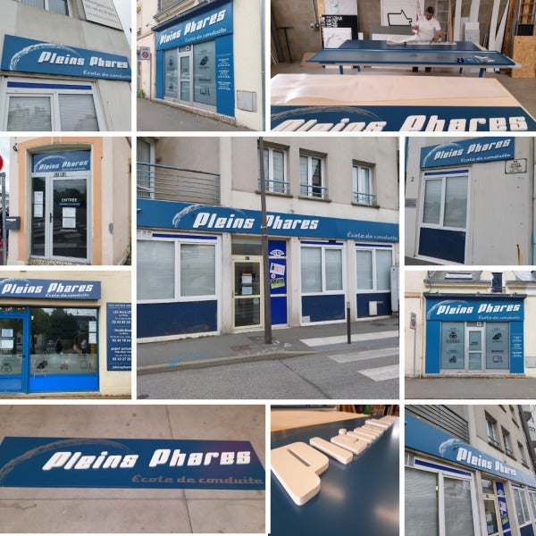 Conception et Pose de 3 enseignes pour les agences Pleins Phares - Auto école sur Le Mans et La Chapelle Saint Aubin