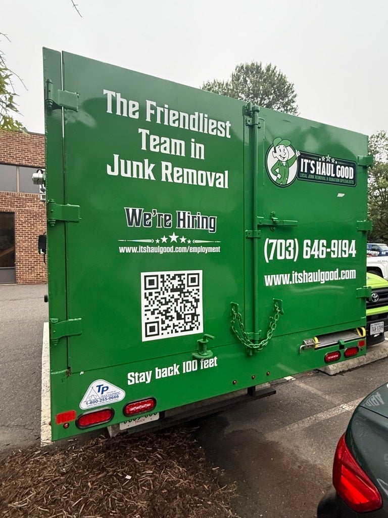 Custom Truck Decals in Tysons Corner | “It’s Haul Good” Junk Removal Stands Out on the Road