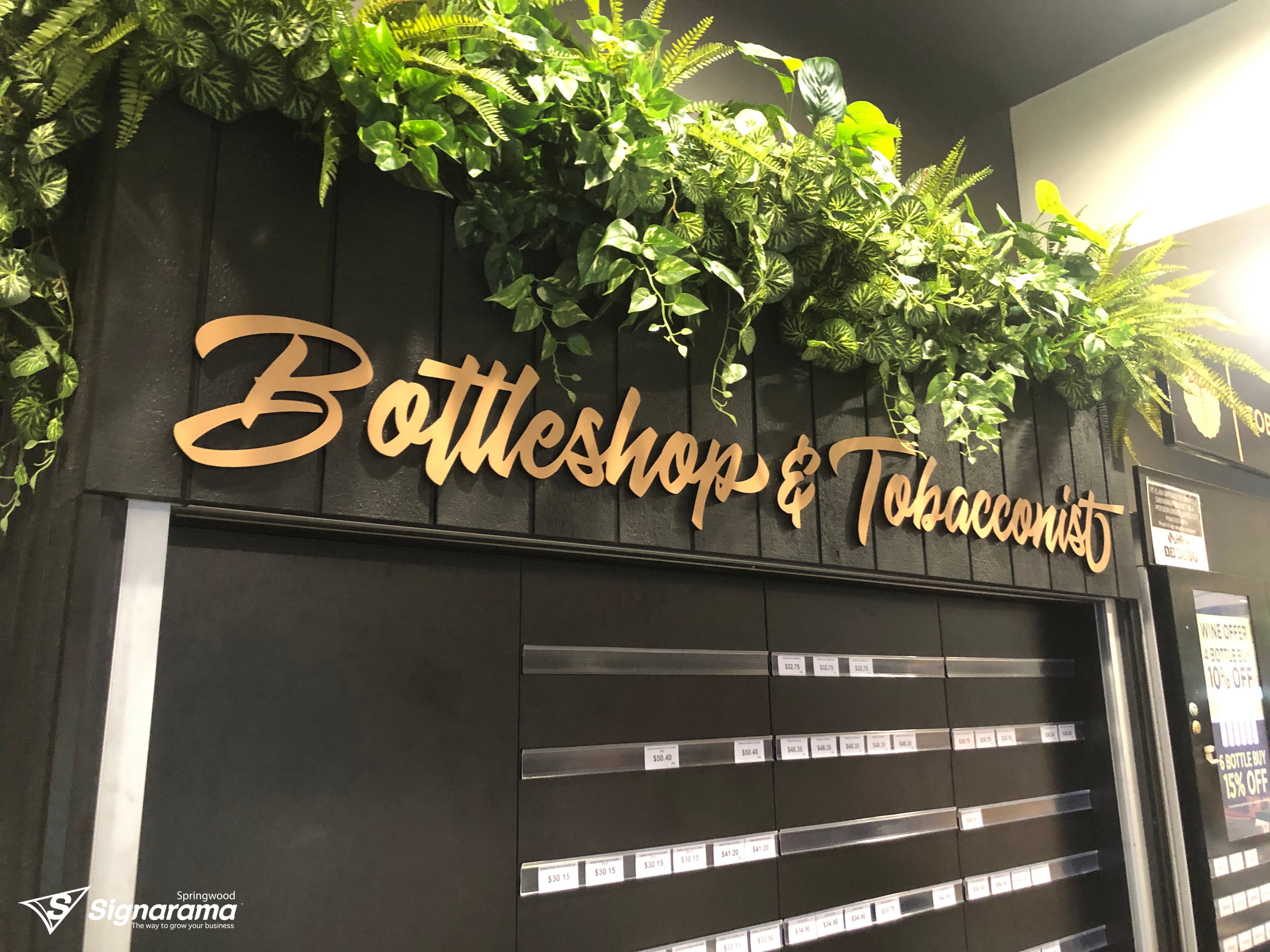 Bottleshop & Tobacconist – 3D cut letter signage