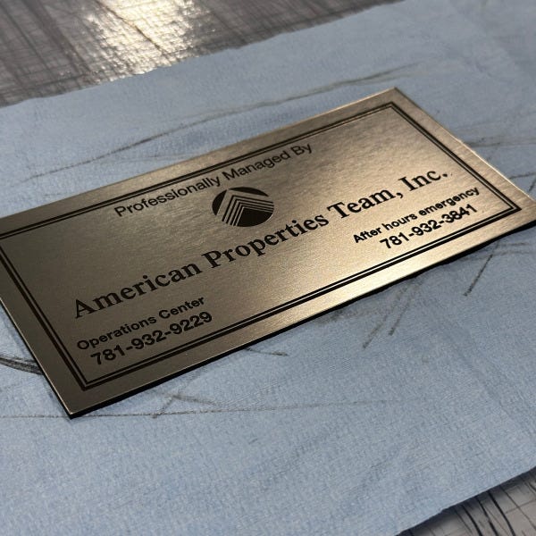 APT Properties Engraved Sign