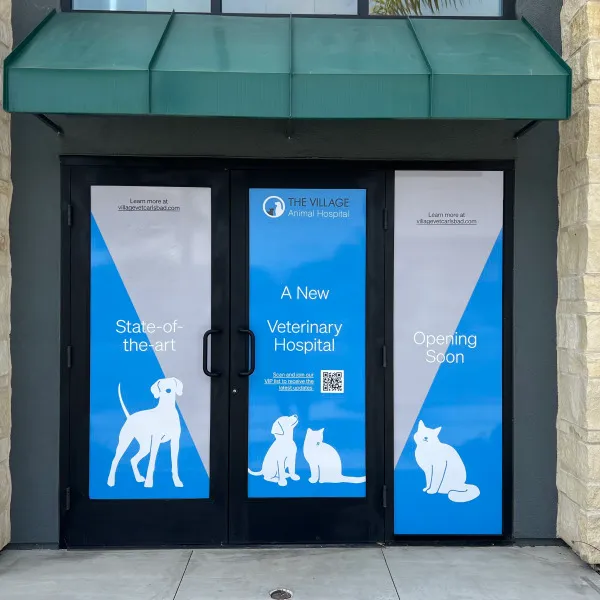 The Village Animal Hospital Banner Window