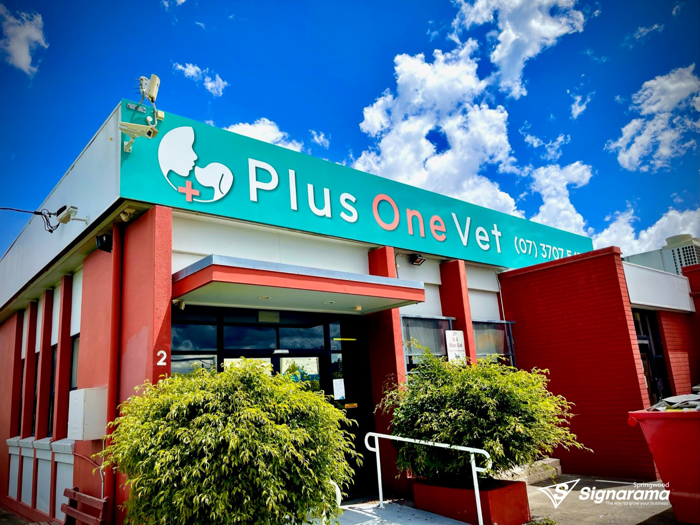 Plus One Vet – metal signage