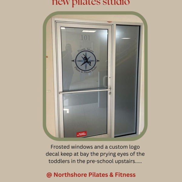 Frosted Doors with Custom Logos at Northshore Pilates