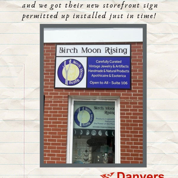 Storefront Sign at Birch Moon Rising