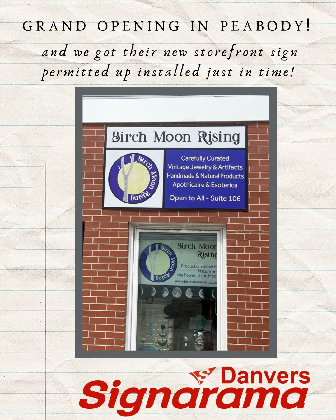 Storefront Sign at Birch Moon Rising