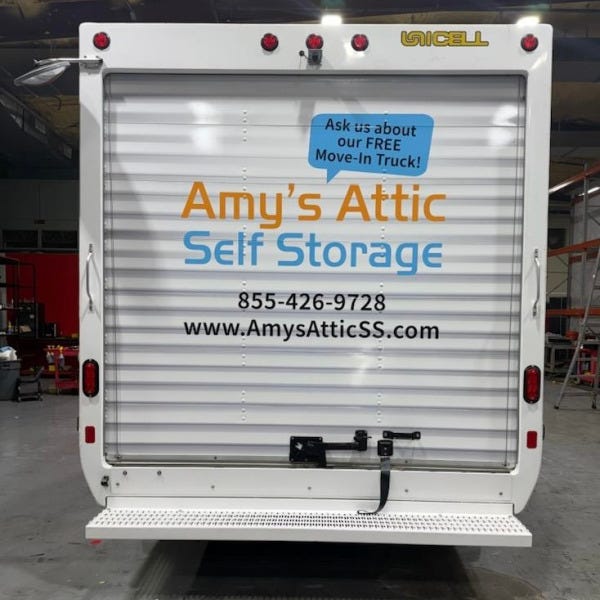 Amy's Attic Self Storage_Rear_Truck Wrap_4224