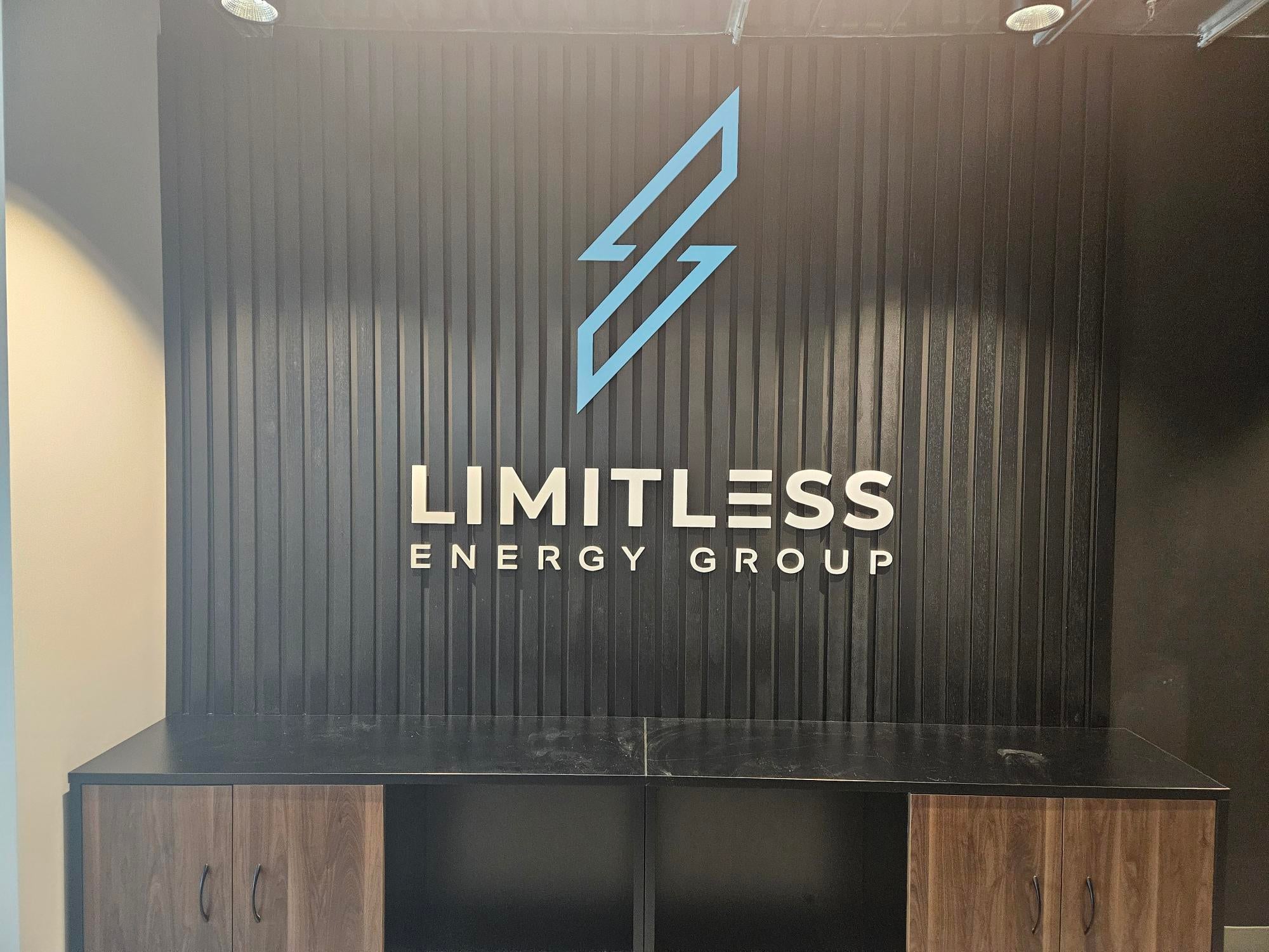 A Full Office Rebrand: Clean Vinyl & Dimensional Signage for Limitless Energy Group
