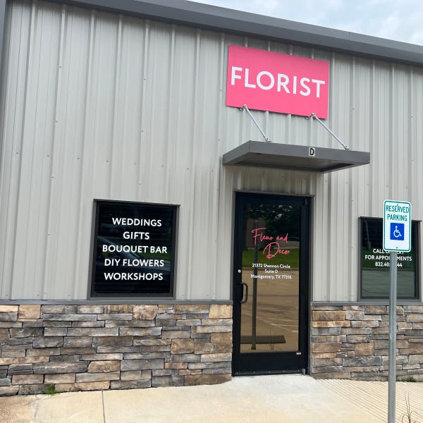 Building Sign with Window Graphics - Fluer and Decor