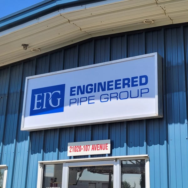Replacement Lexan Face & Moving of Sign Cabinet for Engineered Pipe Group in Edmonton, AB