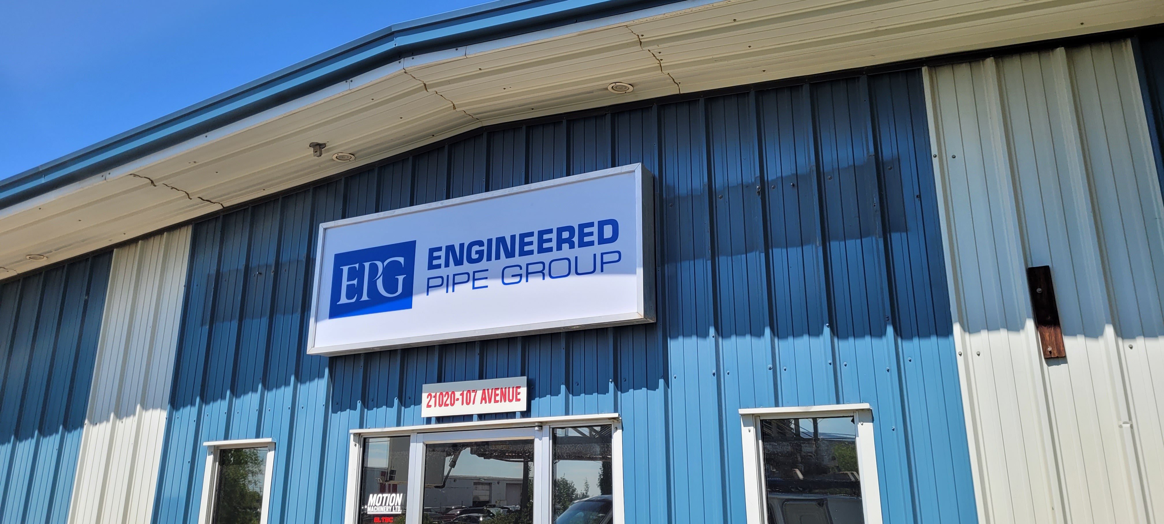Replacement Lexan Face & Moving of Sign Cabinet for Engineered Pipe Group in Edmonton, AB