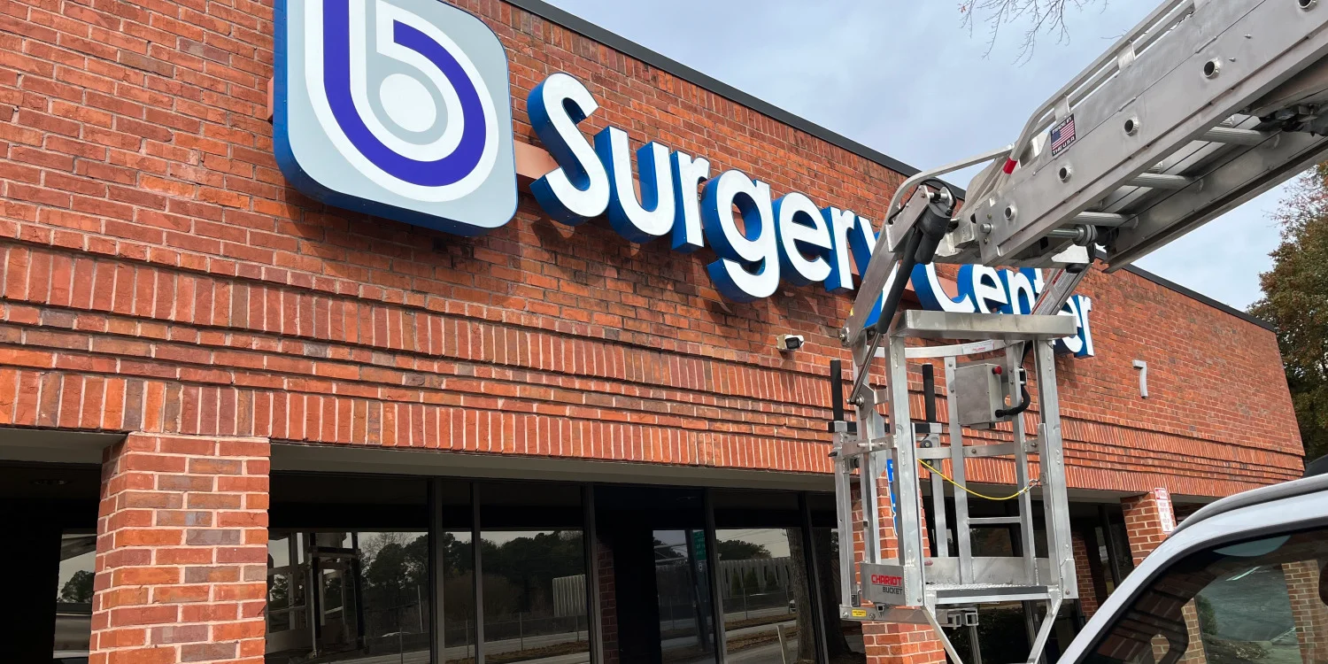 Custom channel letter storefront sign for B Surgery Center in Roswell GA by Signarama Roswell
