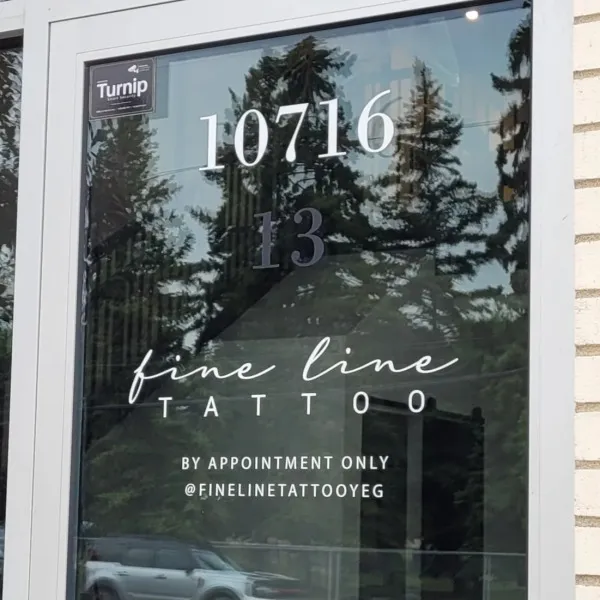 Front Door Vinyl for Fine Line Tattoo in Edmonton, AB