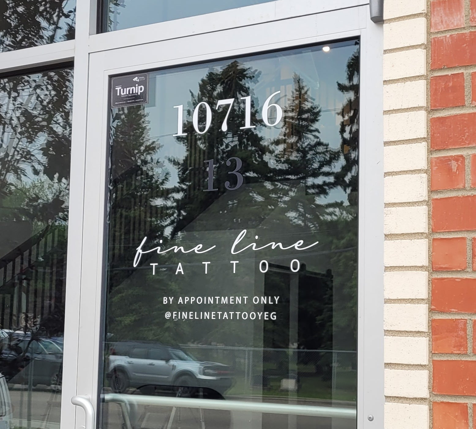 Front Door Vinyl for Fine Line Tattoo in Edmonton, AB
