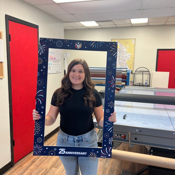 Custom Sign - Cutout for Pictures at a company 25th anniversary