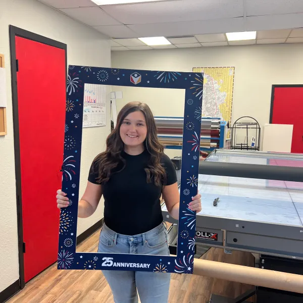 Custom Sign - Cutout for Pictures at a company 25th anniversary