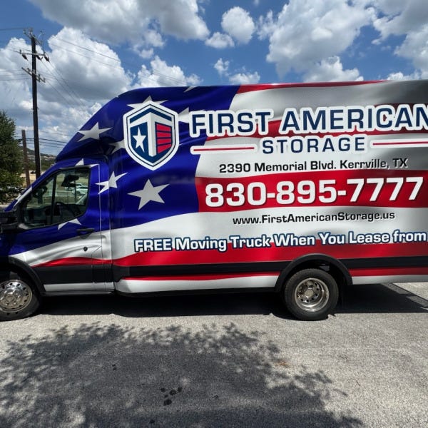 First American Storage_Kerrville_Full Box Truck Wrap_Driver Side