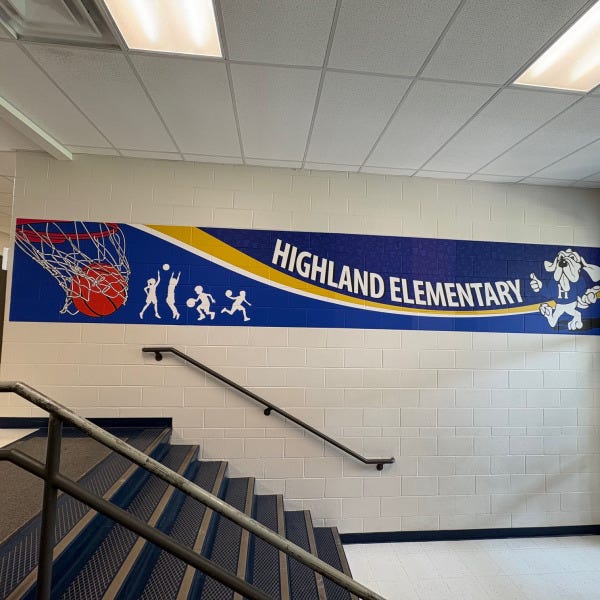 U-46 Highland Elementary Basketball Themed mural