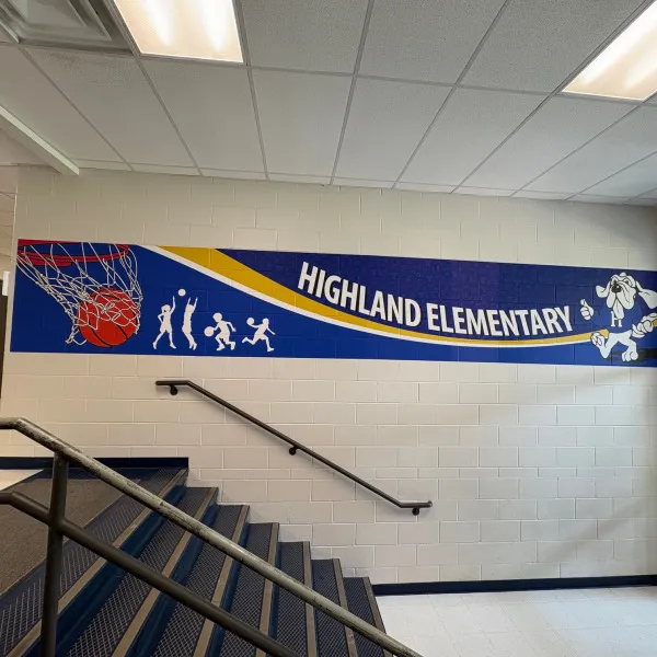 U-46 Highland Elementary Basketball Themed mural