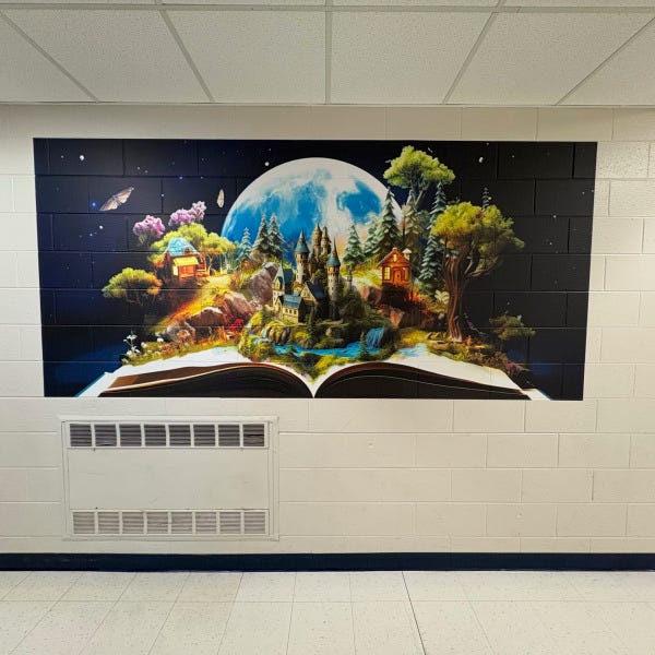 U-46 Highland Elementary Book Themed mural