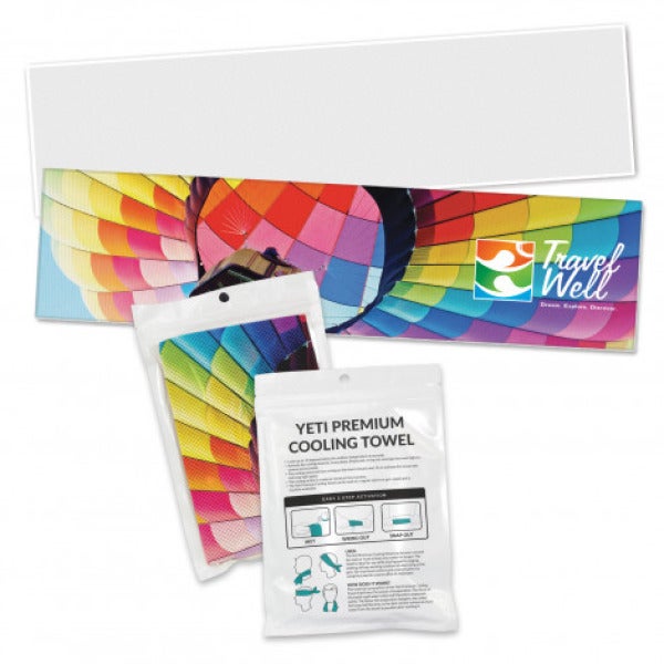 Custom Yeti Premium Cooling Towel - Full Colour - Pouch