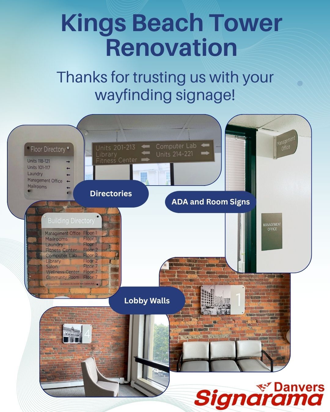 Kings Beach Tower, Revere MA - Wayfinding and Directional Signage