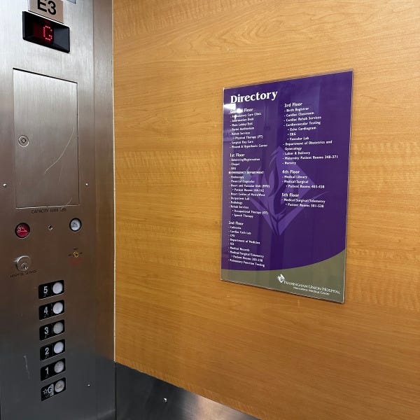 Framingham MWMC FUH Directory - inside elevator poster digital print