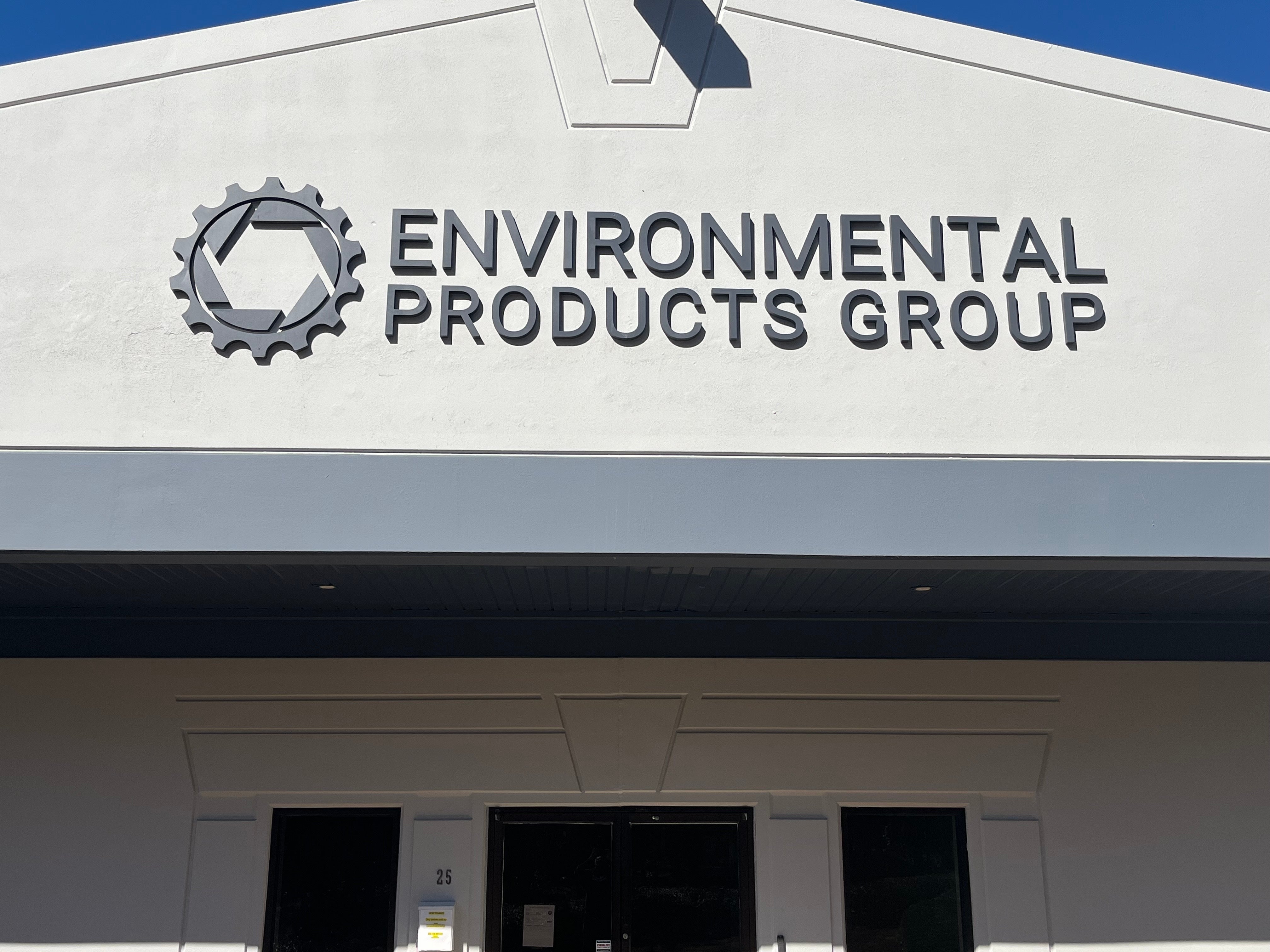 Non-illuminated dimensional building letters with logo for Environmental Products Group