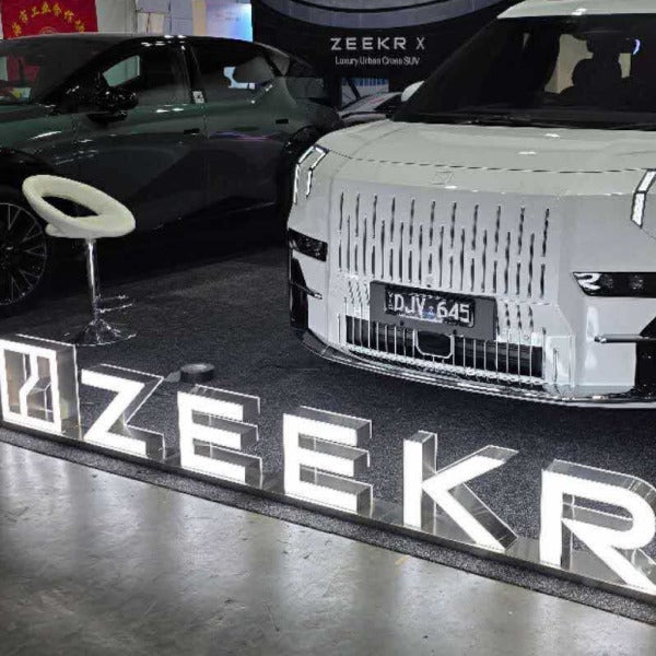 Double sided metal fabricated 3D signage for Zeekr.  The sign was displayed on the floor in front of their new electric vehicle at the Car show in Melbourne