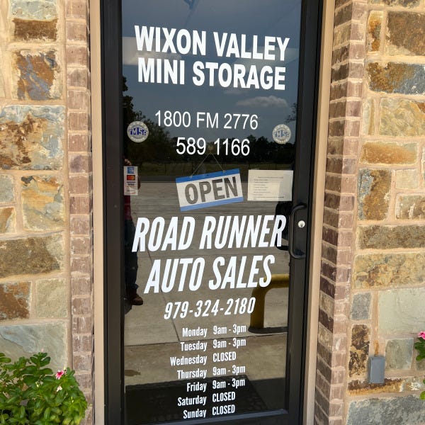 Road Runner Auto Sales Door Graphics