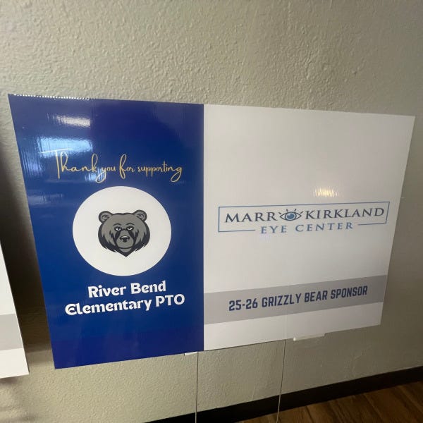 Yard signs for local elementary school