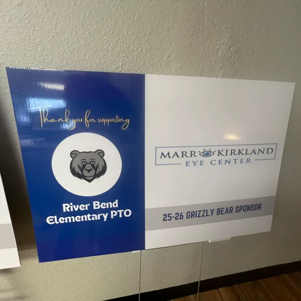 Yard signs for local elementary school