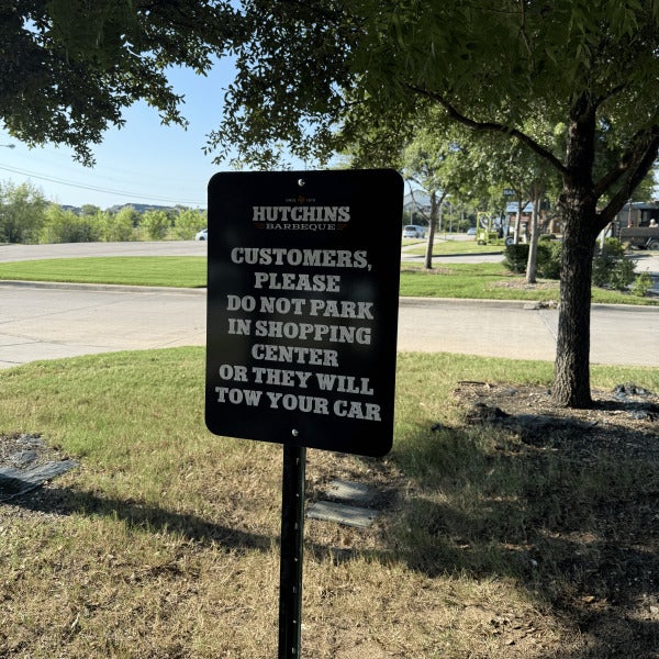 Hutchins BBQ Parking Signs