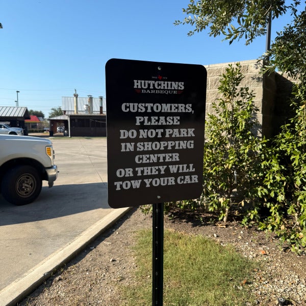 Hutchins BBQ Parking Signs
