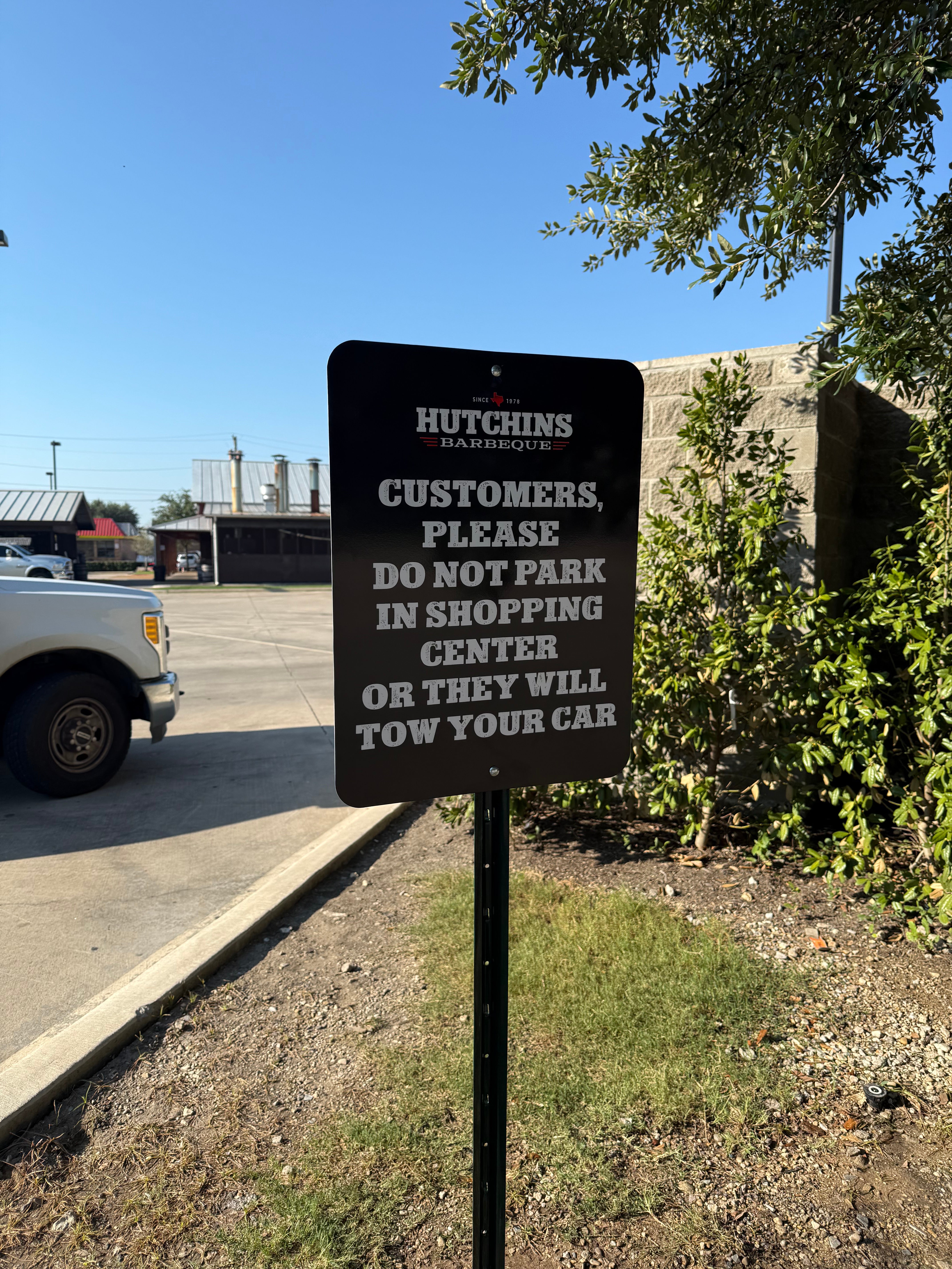 Hutchins BBQ Parking Signs