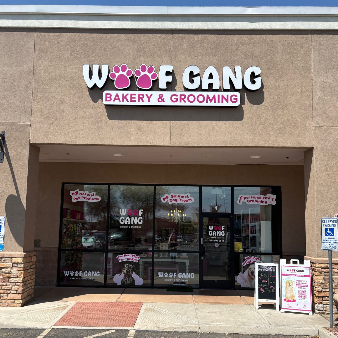 Woof Gang Bakery & Grooming – Custom Storefront Sign & Window Graphics in Chandler, AZ