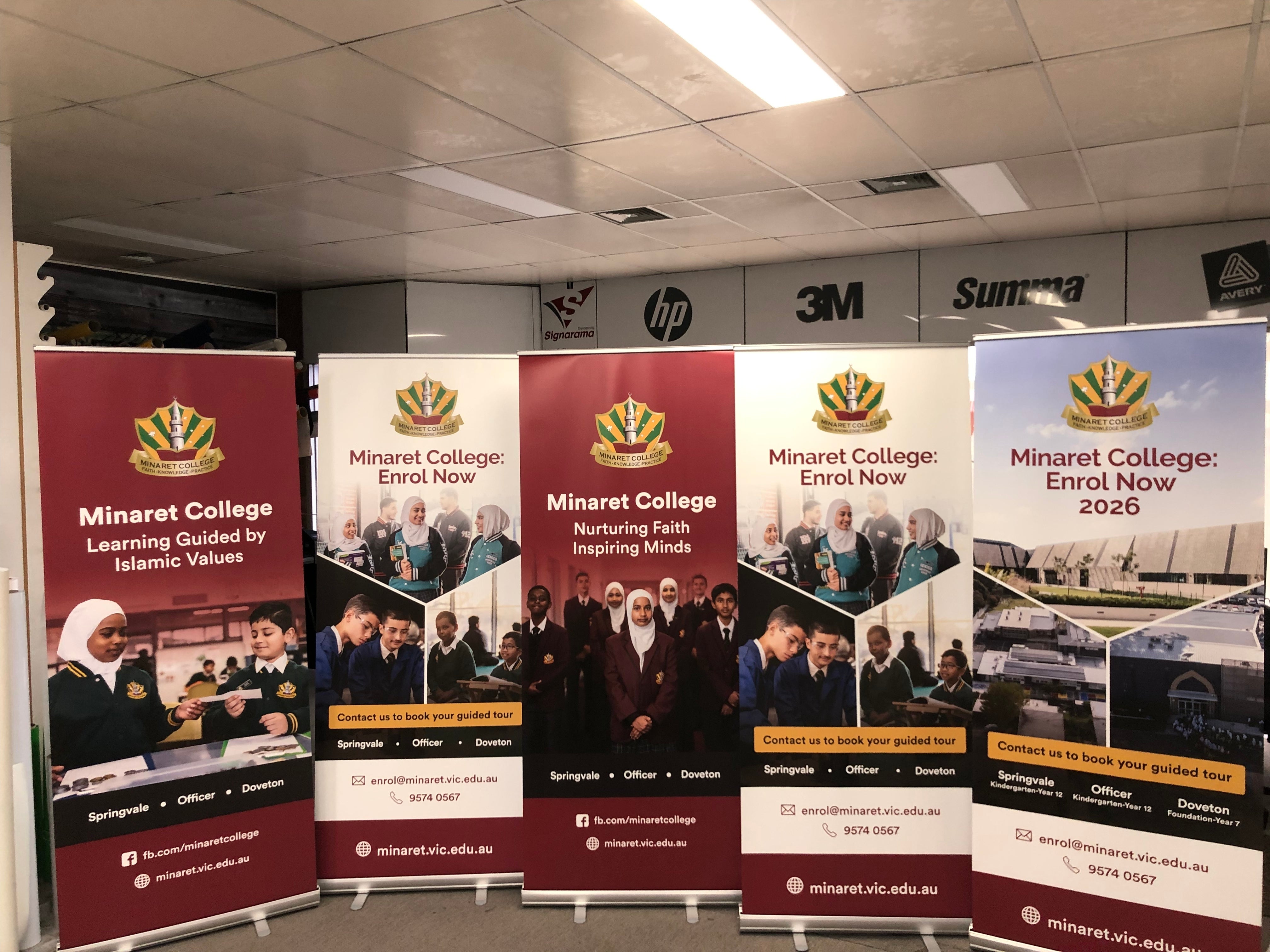 Promotional Pull-Up Banners for Minaret College 