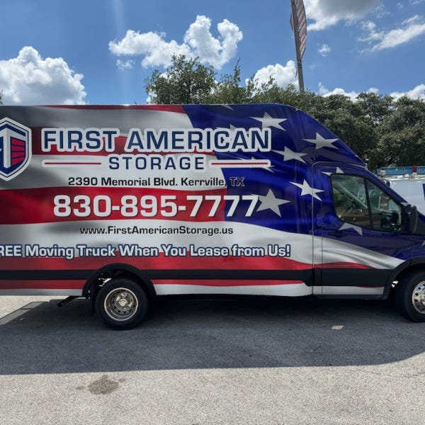 First American Storage_Kerrville_Full Box Truck Wrap_Passenger Side