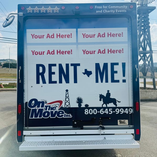 On The Move_Rent Me_Rear Truck Wrap