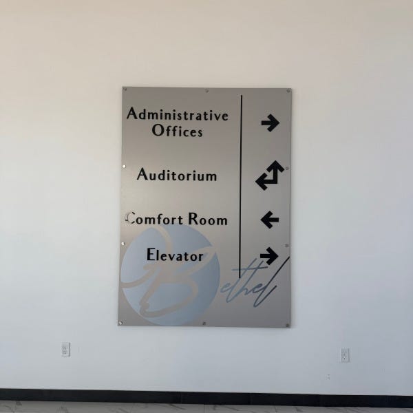 Bethel_Interior Directional Signs_Event Center_Restroom_Admin Office