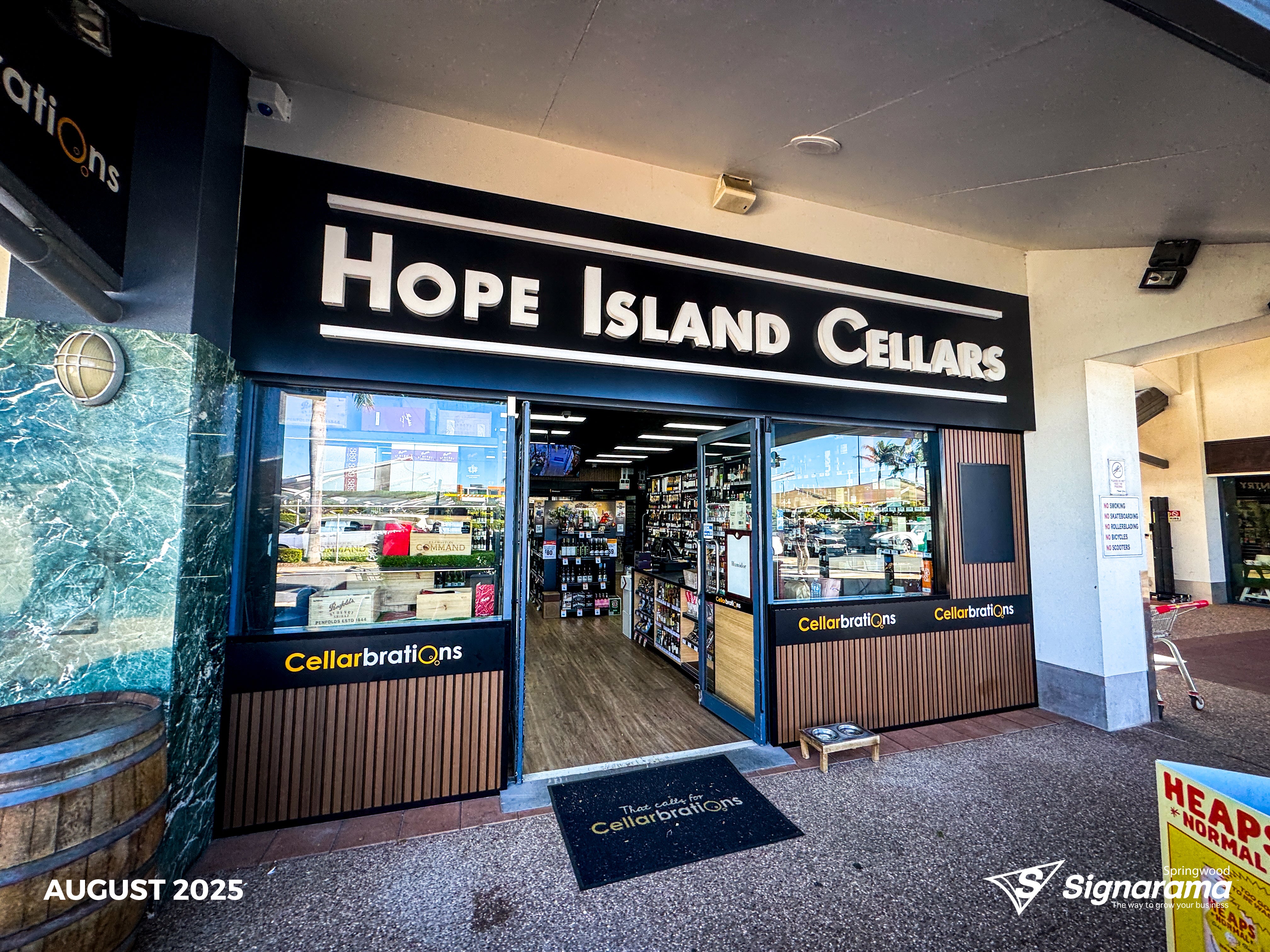 Shop Front Re-brand - Hope Island Cellars