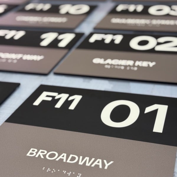 Workspace Experts Pick Custom Suite Plaques for Corporate Branding, Wayfinding and ADA Compliance - Bellevue, WA