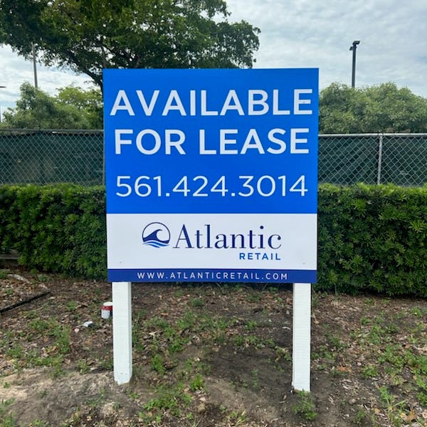 Atlantic Retail Commercial For Lease Post and Panel Sign in Sunrise Florida