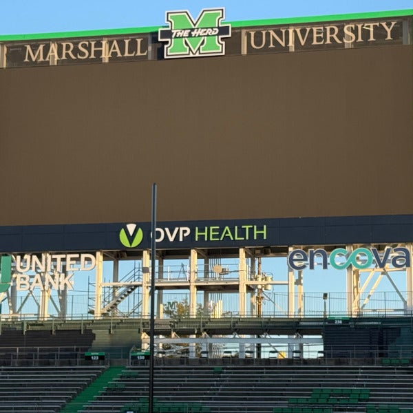 Signarama Rivercities Gives Marshall University Football Stadium Scoreboard a Fresh New Look